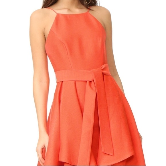 C/MEO COLLECTIVE Paneled Layered Asymmetric Dress Salmon Coral Dress Mini - Picture 2 of 9